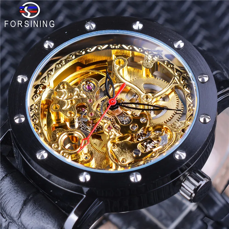 

New Products forsining Waterproof Mechanical Wrist Watch Retro Varved Movement-Style Fully Automatic Mechanical Wrist Watch