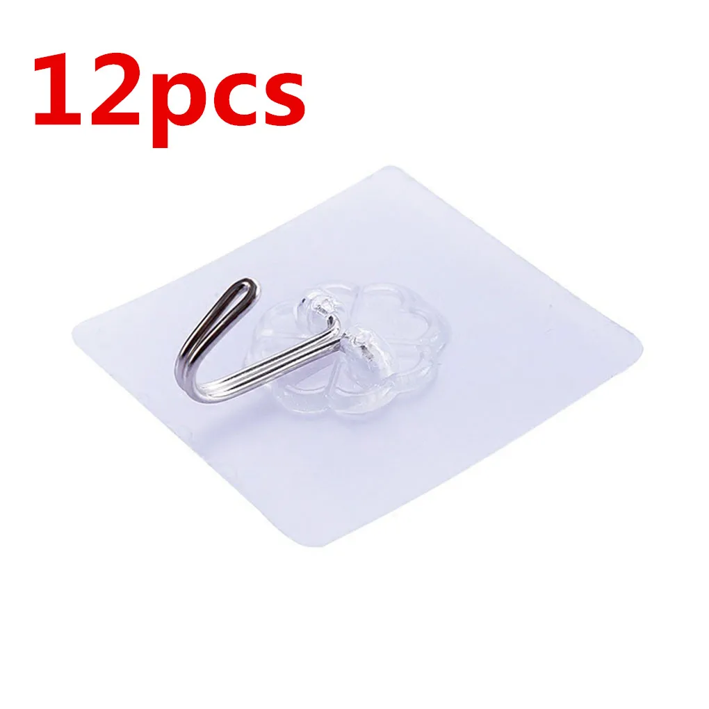 12pcs 6 шт./12 шт. крепкие прозрачные присоски на присоске, настенные крючки, вешалка для кухни, ванной комнаты, 6*6 см,, настенные крючки - Цвет: 12pcs
