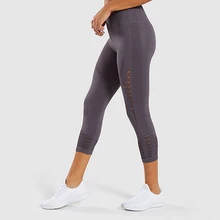 Женские Бесшовные эластичные штаны для занятий йогой с высокой талией, одноцветные спортивные женские леггинсы для фитнеса 3