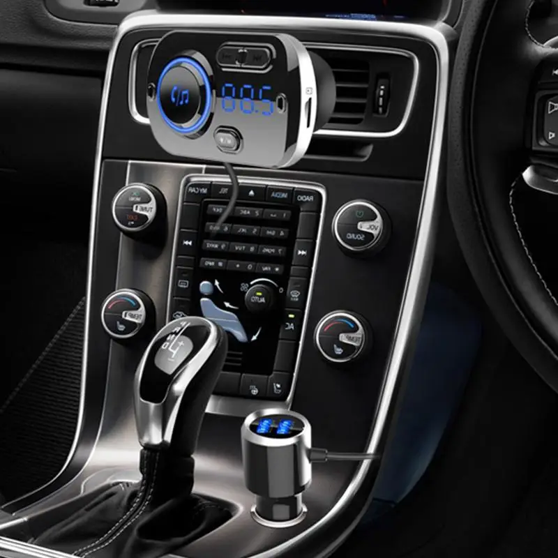 AUX Play автомобильный fm-передатчик Bluetooth 5,0 FM модулятор USB Автомобильное зарядное устройство комплект громкой связи MP3 плеер ночное видение светодиодный светильник