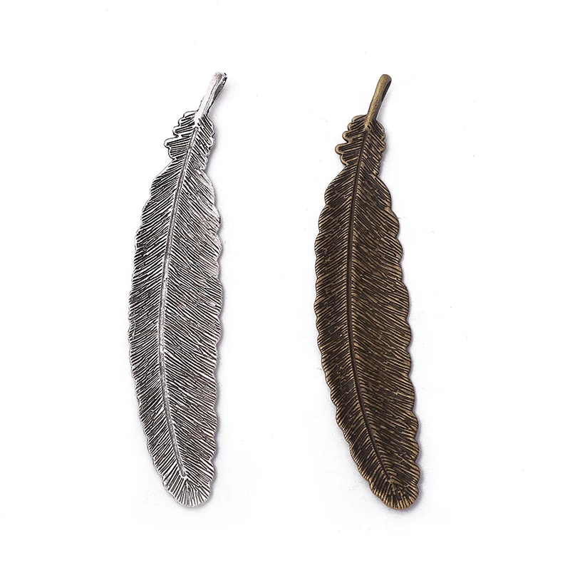 

5PCS Antique Silver/Bronze Color Metal Charms Stamping Leaf Necklace Feather Pendants DIY Floating Charms for Jewelry Making