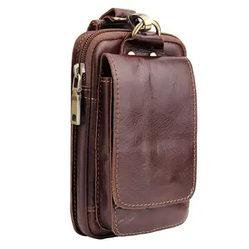 

Men Waist Bags Solid Color Cowhide Leather Belt Waist Bag Multifunction Waterproof Fanny Pack Phone Holder for Outdoor Wear
