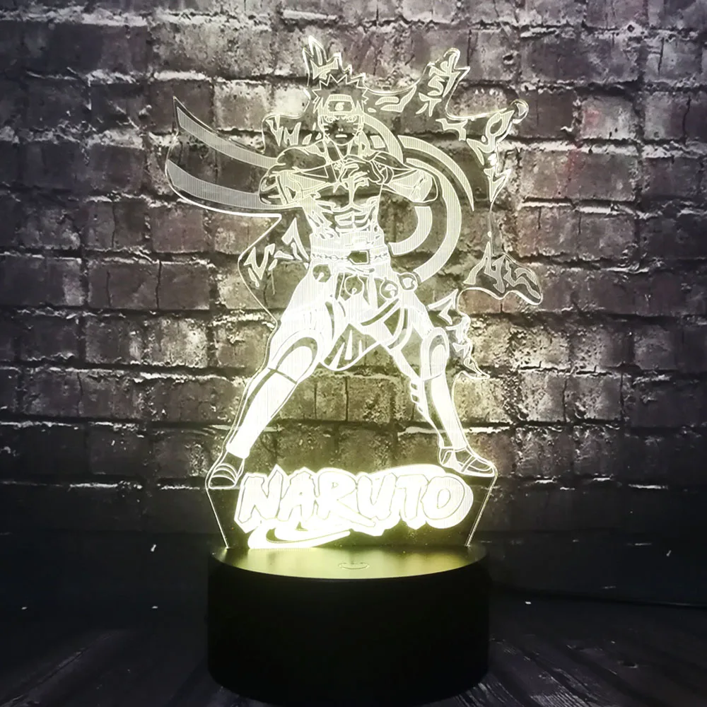 LED 3D Rechargable Mood Light Uzumaki Naruto Gaara Cartoon Decor Room Sleep Night Lamp Holiday Birthday Lava Xmas Kids Toy | Освещение