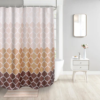

Geometric Printing Polyester Waterproof Shower Curtain Gradient Color Bathroom Decor #KQDF