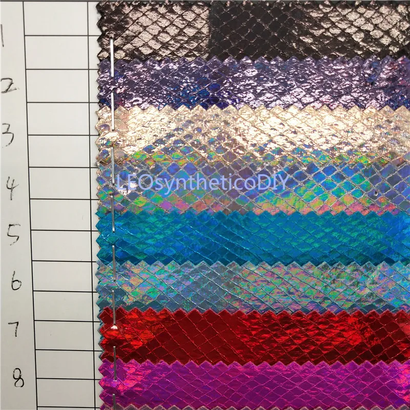 91x134cm Iridescent Snake Faux Leather Fabric, Synthetic Leather Fabric, PU Leather Fabric for Bows DIY accessories P366