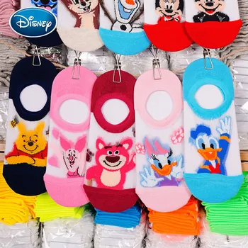 

Disney Women Cartoon Summer Thin Boat Socks Fashion Minnie Ice Romance Invisible Shallow Mesh Women's Socks
