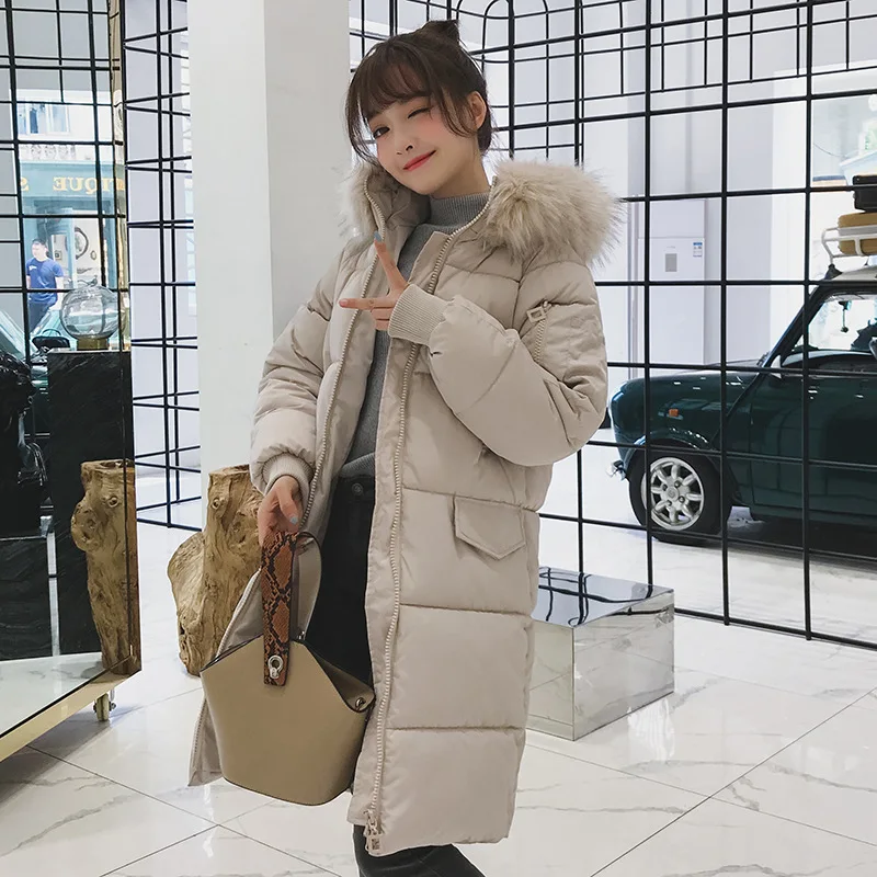 #*Cheap Winter Jacket Women Plus Size Womens Parkas Thicken Fur Collar Outerwear solid hooded Coats Long Female Cotton Padded Basic 902