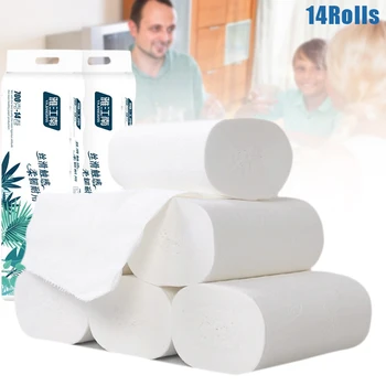 

New 14 Rolls Coreless Toilet Paper Towels Tissue 4 Layer Soft Skin-friendly for Home Bathroom Hogard