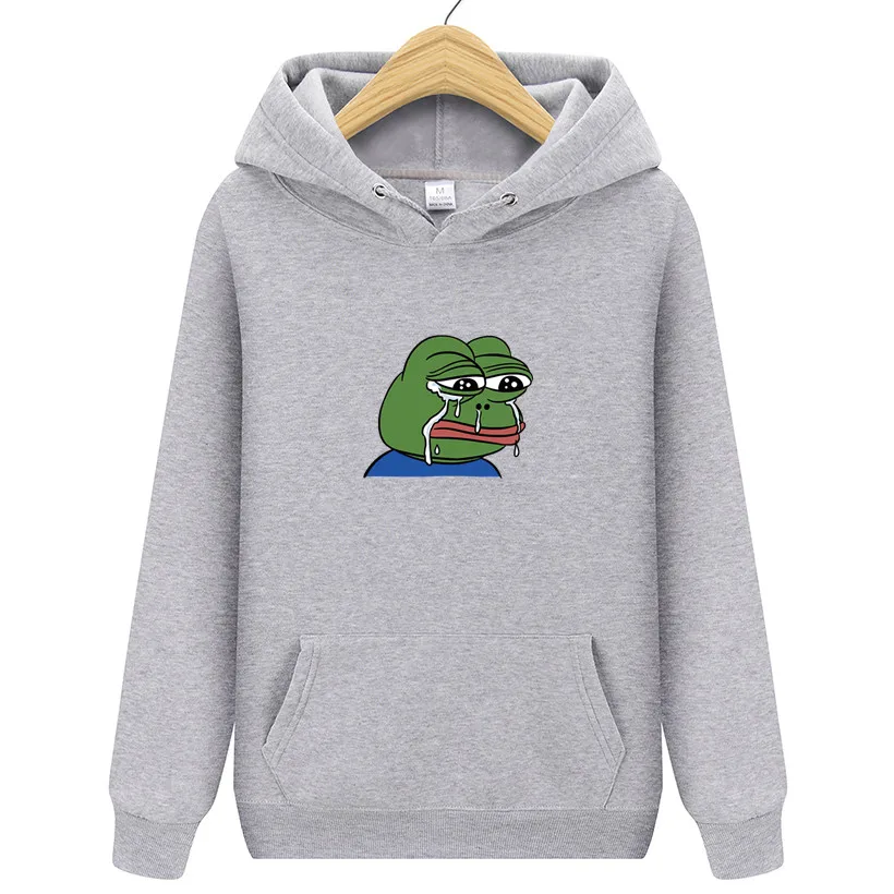 Angry Pepe/толстовки с принтом аниме «хороший человек»; уличная одежда в стиле лягушки Пепе; повседневная одежда с капюшоном; Спортивный костюм; Сезон Зима; теплая Новинка худи