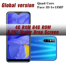 A70s smartphone face id desbloqueado 13mp 4gb ram 64gb rom android gota de água tela 6.26 polegada quad core celular barato celulares