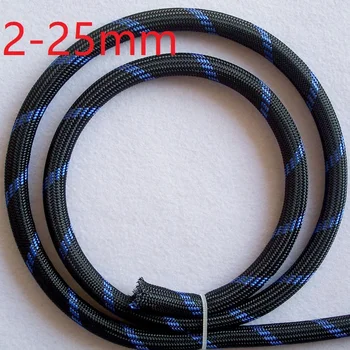 

Black Blue PET Braided Wire Sleeve 3 4 6 8 10 12 16 18 20 25mm Tight High Density Insulated Cable Protection Expandable Colorful