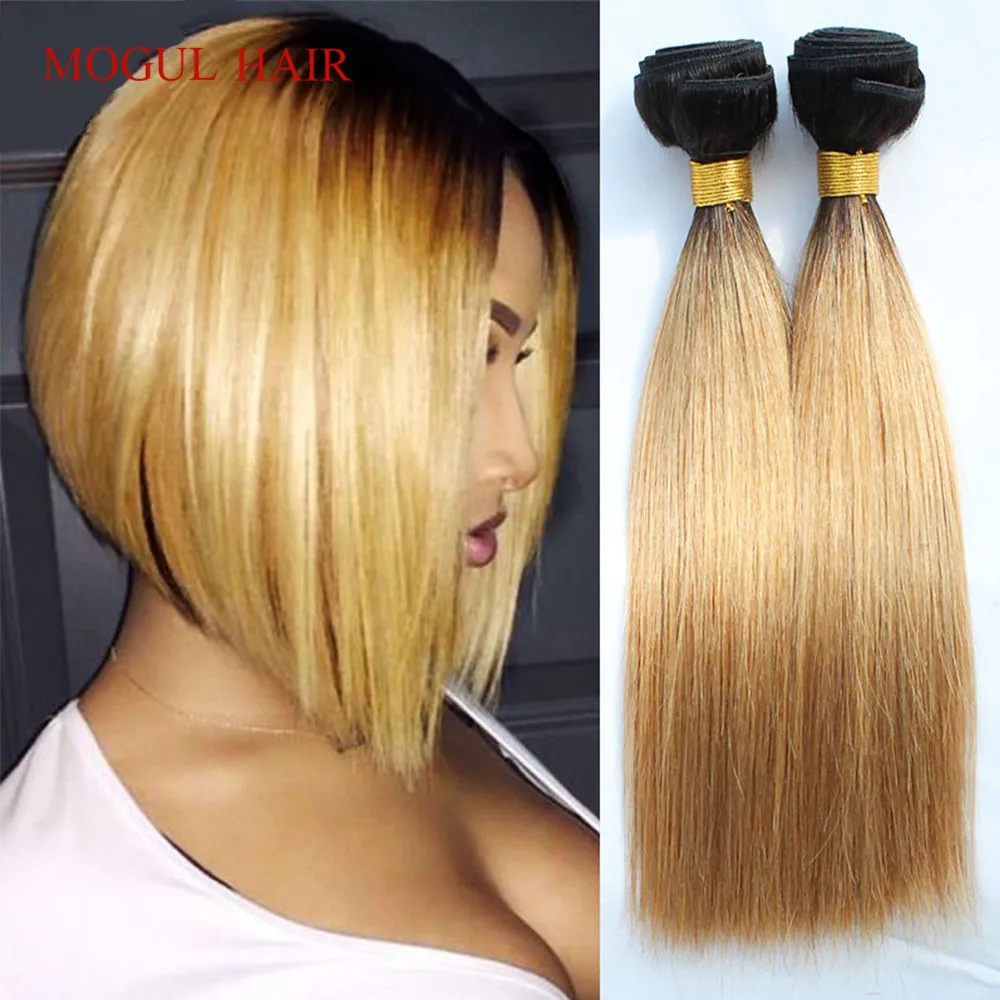 Brown Blonde Human-Hair Straight 4/6-Bundles Natual-Color Remy Ombre 1b-27 Honey 613