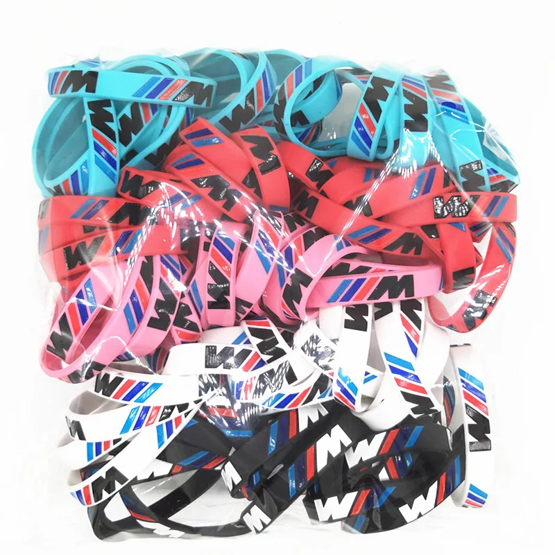 mix 5 colors 100 шт м мощный спортивный браслет для фанатов БМВ клуба Bimmer силиконовый браслет/м светящаяся голограмма резиновый браслет все серии подарки - Окраска металла: mix 5 colors