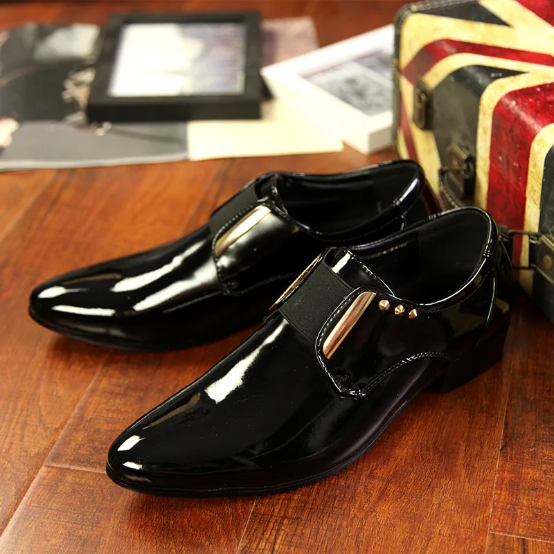 

2019 New Style Spring And Autumn Men Bright Surface Business Casual Shoes England Trend Pointed-Toe Leather Shoes Formal Wear Fo