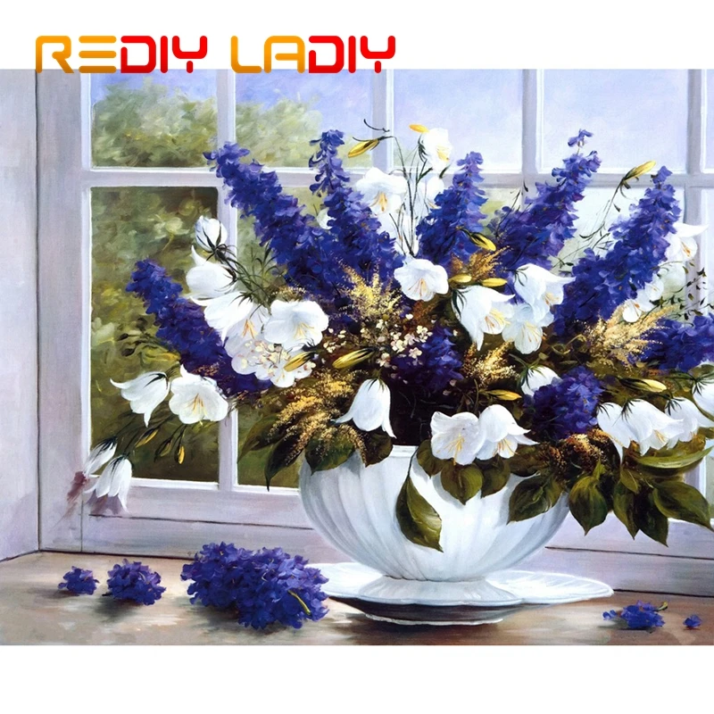 DIY Beaded Embroidery Kits Purple Lilacs Vase Needlework High Quality Beads Partial Crystal Cross Stitch Hobby &amp Crafts | Дом и сад