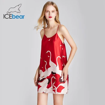 

icebear 2020 summer women's nightdress silk silk crane bottom skirt with sexy suspender skirt women's home wear SY-1660