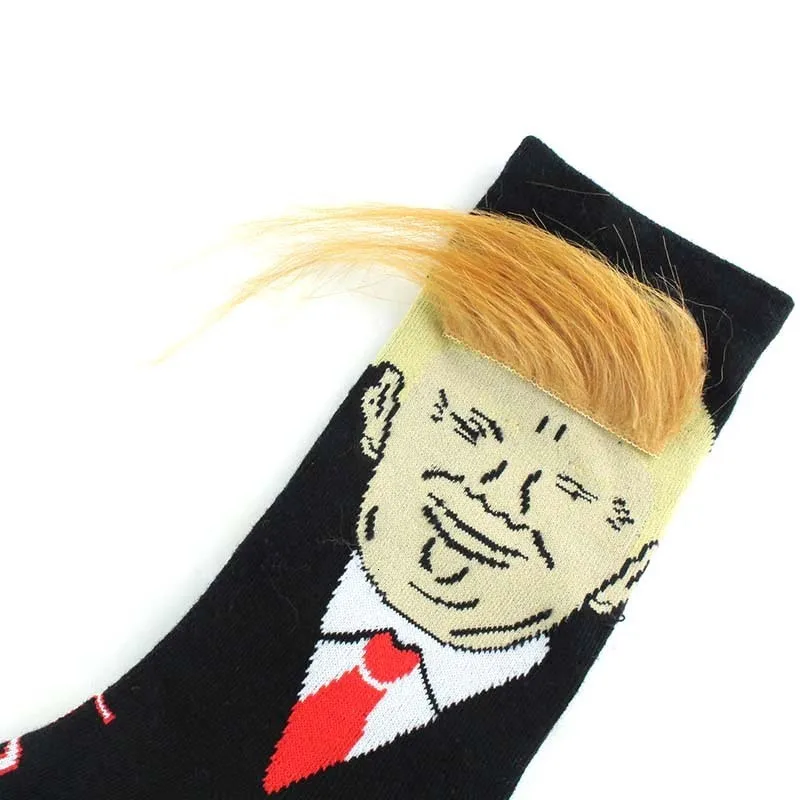 Носки в стиле «Дональд Трамп», унисекс, Забавный принт, повседневные носки для взрослых, 3D, накладные волосы, гольфы,, носки в стиле «хип-хоп» для счастливых мужчин