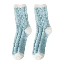 Женские носки осенне-зимние мягкие носки-тапочки одноцветные короткие носки для сна милые женские носки, подарки для девочек, синий цвет