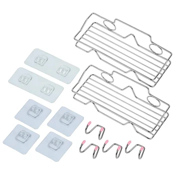

A01-2-Pack Shower Caddy, Strong Adhesive Bathroom Shower Caddies, Bath Shelf Storage Combo Organizer Basket, Stainless Steel Kit