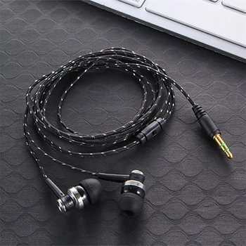 

1Pcs High Quality Wired Earphone Stereo In-Ear 3.5mm Nylon Weave Cable Earphone Headset With Mic For Laptop Smartphone Gifts