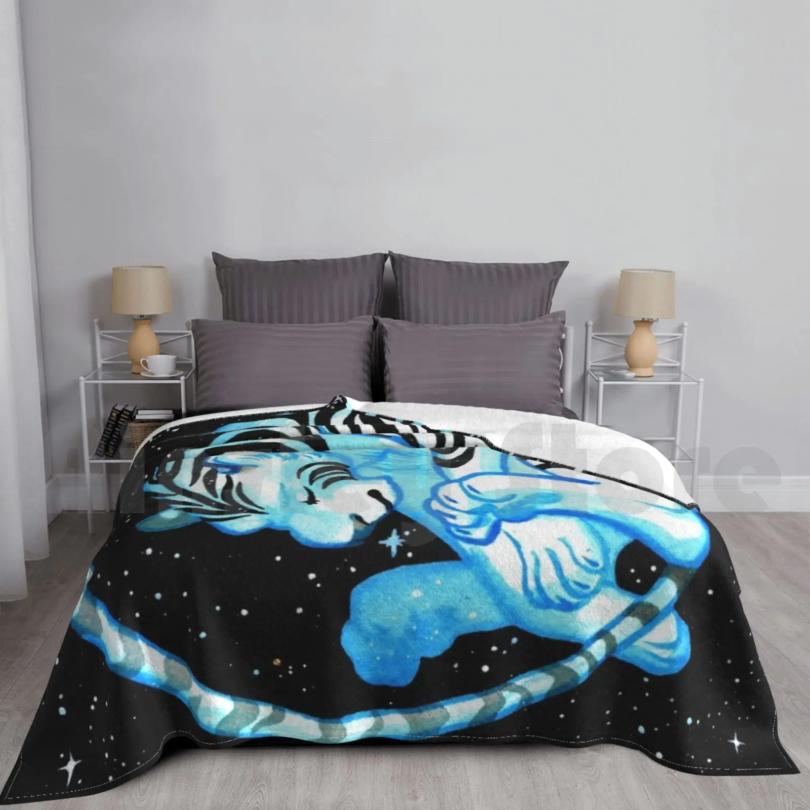 Teal Tigre Coperta Per Divano Letto Viaggio Tigre Tigre Arancione Space Galaxy
