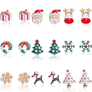

New Christmas Ear Stud with Snowflake Small Ear Stud Christmas Deer Ear Stud Accessories Christmas Tree Earrings