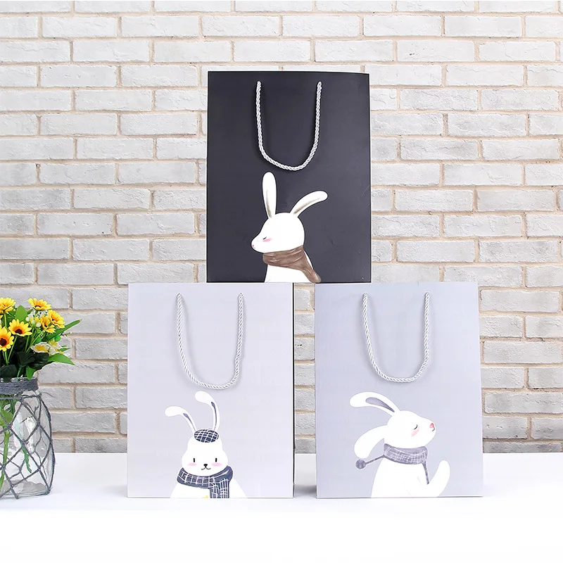 Дизайн в Корейском стиле сумка для покупок с персонажем из мультфильма большой Размеры ручной белый бумажный пакет тканевая сумка мешок подарка год хозяйственные сумки оптом