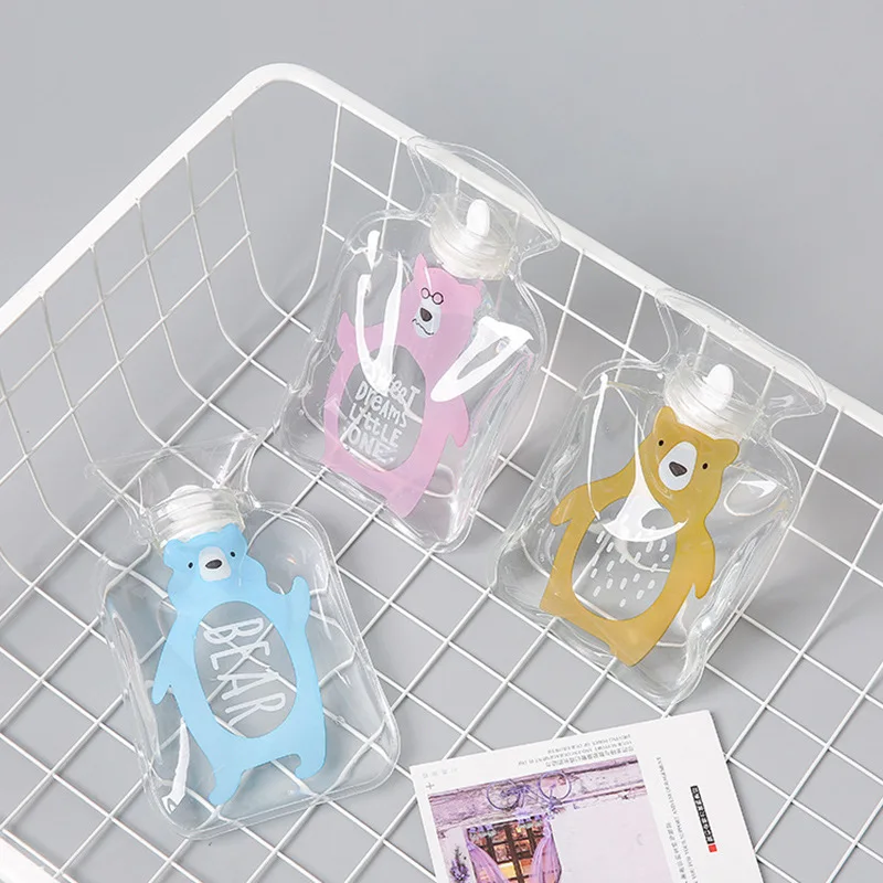 Winter Warm Cartoon Transparent Portable Irrigation Hand Warmer Hot Water Bottle Household Heating Pad Dormitory Hot Water Injec