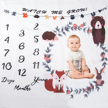 

Cartoon Pattern Baby Milestone Photo Props Background Blankets Infant Play Mats Backdrop Cloth Calendar Photography Accessories