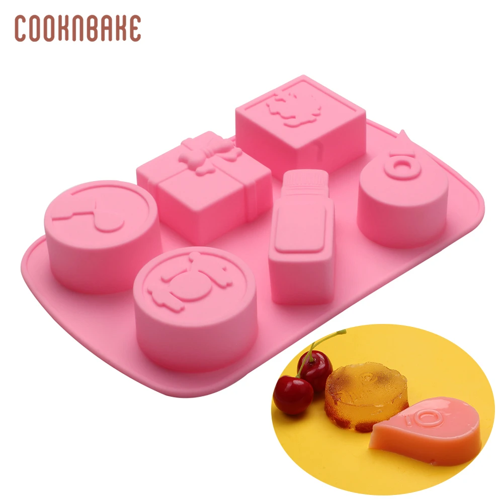 

COOKNBAKE Silicone mold for cake pastry baking gift box shape bread pudding mould 6 hole soap candle gypsum tool cake decoration