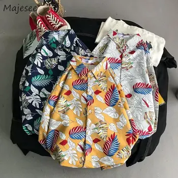 

Shirt Men Autumn Printing Long Sleeve Tops Harajuku Plus Size Casual Mens Shirts Street Wear Vintage All Match Single Breasted