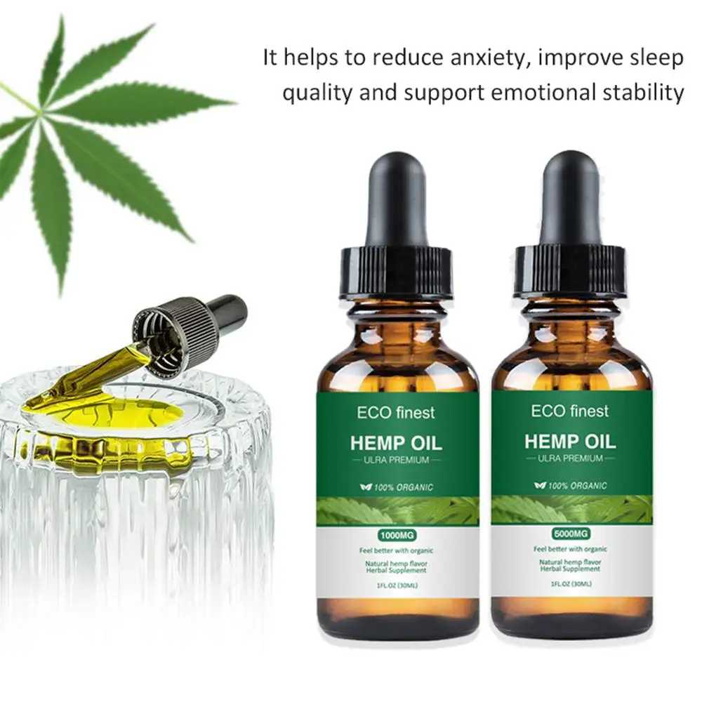 2pcs 5000mg HEMP Oil Natural Hemp Seed Extract Improve Sleep Ease Pain Massage Essential Oil