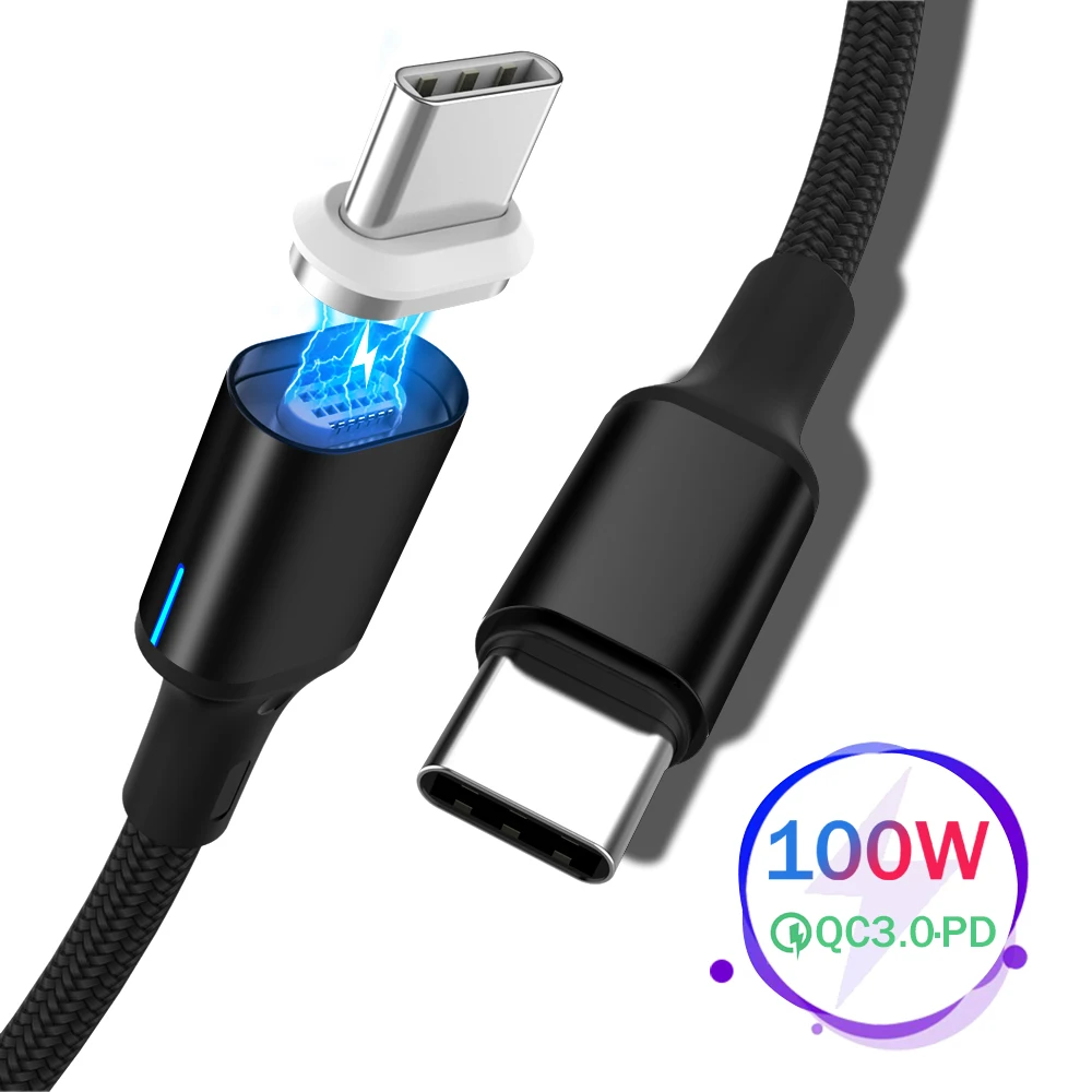 USB Type C to Magnetic Cable For New MacBook Pro Huawei Matebook 100W PD Quick Magnet Charger Fast | Мобильные телефоны и
