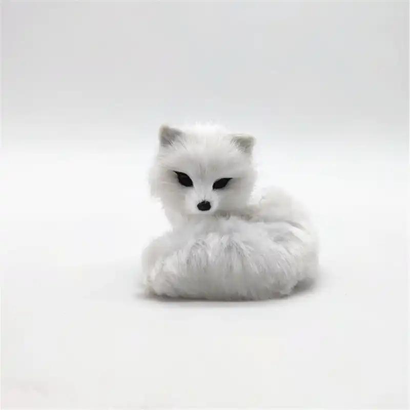 かわいい実生活キツネモデルプラスチック 毛皮小さな白キツネ人形ギフト約 8 5 センチメートル Xf2719 Figurines Miniatures Aliexpress