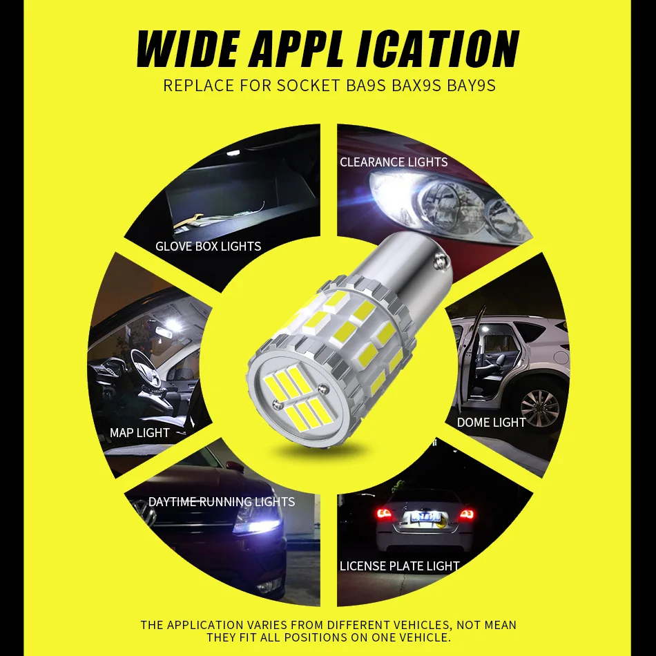 Ruiandsion 10 Lampadine LED BAY9S H21W 64136 Per Auto – 12V, Luce Bianca, 30 Lumen – Per Plafoniera, Targa, Cruscotto