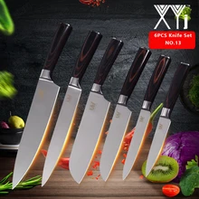 Набор кухонных ножей высокого качества 7Cr17 из нержавеющей стали 6 комплект ножей инструменты для приготовления пищи аксессуары набор цветных деревянных ручек coltelli