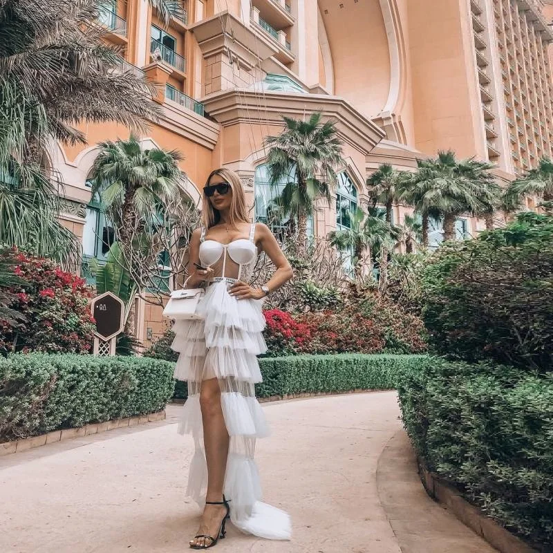 Белые черные сексуальные сетчатые макси Vestidos женские летние Спагетти ремень модные оборки с высоким разрезом знаменитостей вечерние длинные платья