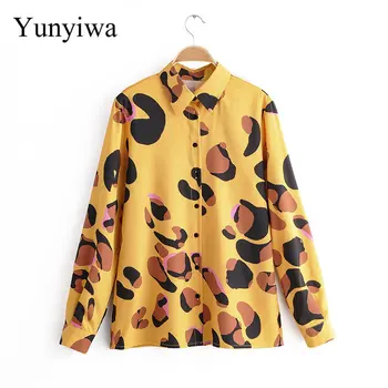 

2020 Women's New Style Animal Print Long-sleeved Shirt Womens Blouse Tops Casual Vintage Shirts Clothes Blusas Camisas Mujer