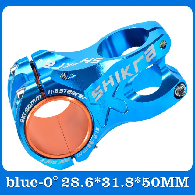 Blue 50MM SHIKRA MTB 50 мм руля с ЧПУ 35 мм 31,8 мм руль для велосипеда Сверхлегкий 0 градусов подъем DH AM стержень Enduro 28,6 мм Steerer горный велосипед - Цвет: Blue 50MM
