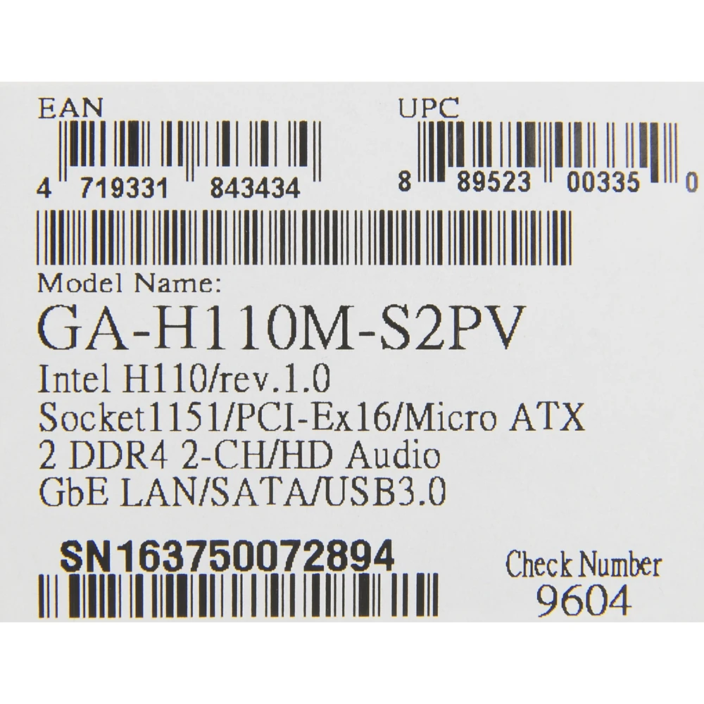 Материнская плата Gigabyte GA-H110M-S2PV Soc-1151 Intel H110 2xDDR4 mATX AC`97 8ch(7.1) GbLAN+VGA+DV