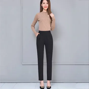 

Women's Elastic Waist Casual Slim Women Pants Work Wear Trousers Harem Pants For Women