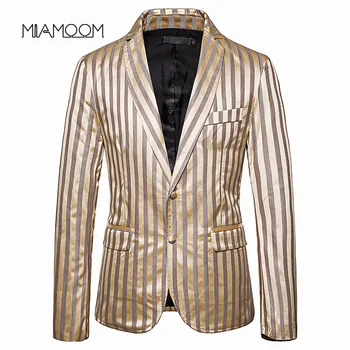 

MIAMOOM Men Suit Jacket Smart Casual Color Striped Two-button Blazer