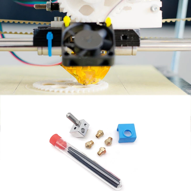 MK10 Hotend Комплект Экструдер комплект с тепла блок Медь 0 4 мм Насадка горло Трубка PTFE