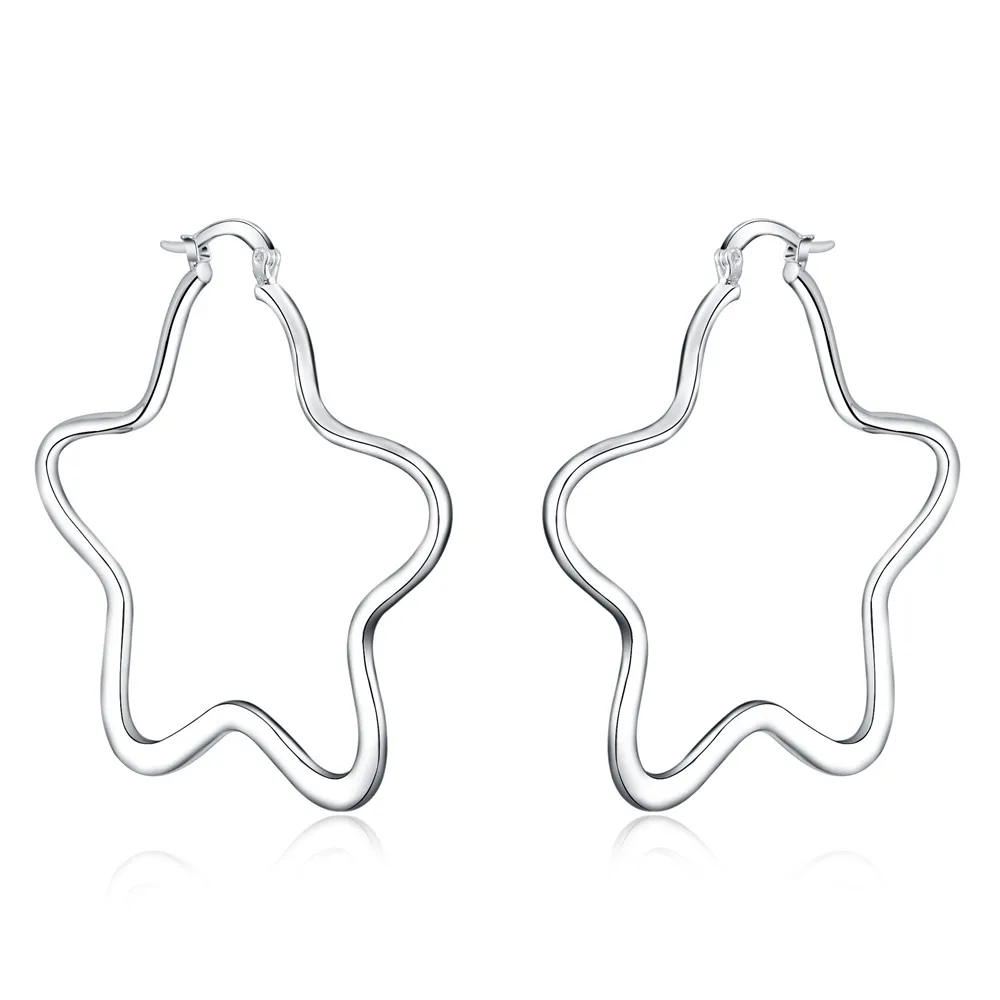 925 Sterling Silver 55MM/5.5CM Star Hoop Earrings For Women Wedding Jewelry Gifts For New Year 2024 - Image 5
