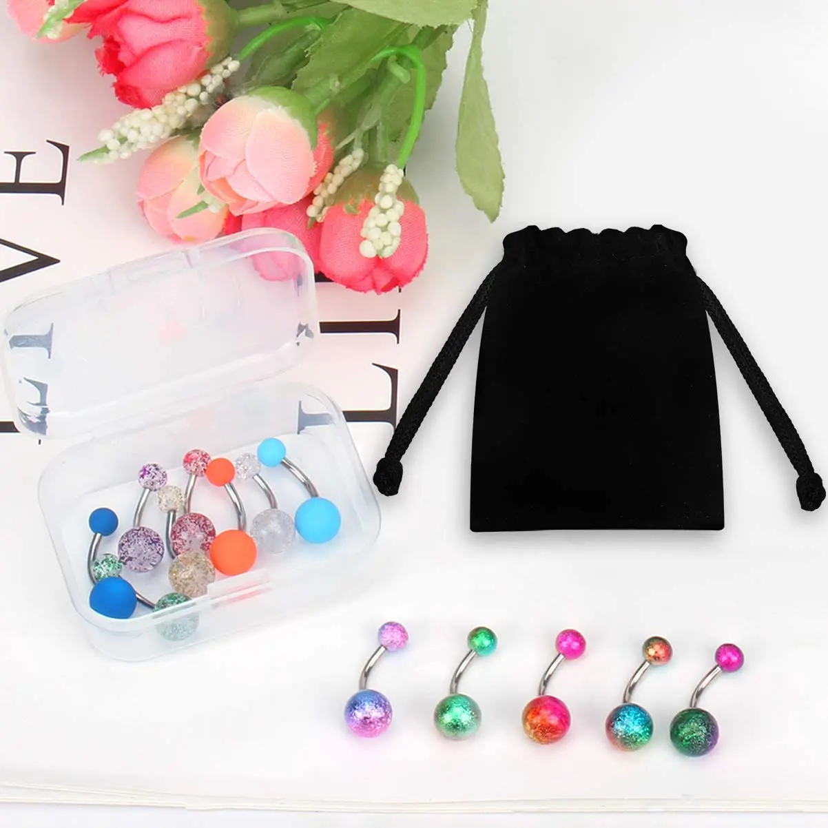 18Pcs Belly Button Rings Belly Rings for Women Stainless Steel Jewelry Belly Barbells Navel Rings Body Piercing Jewelry