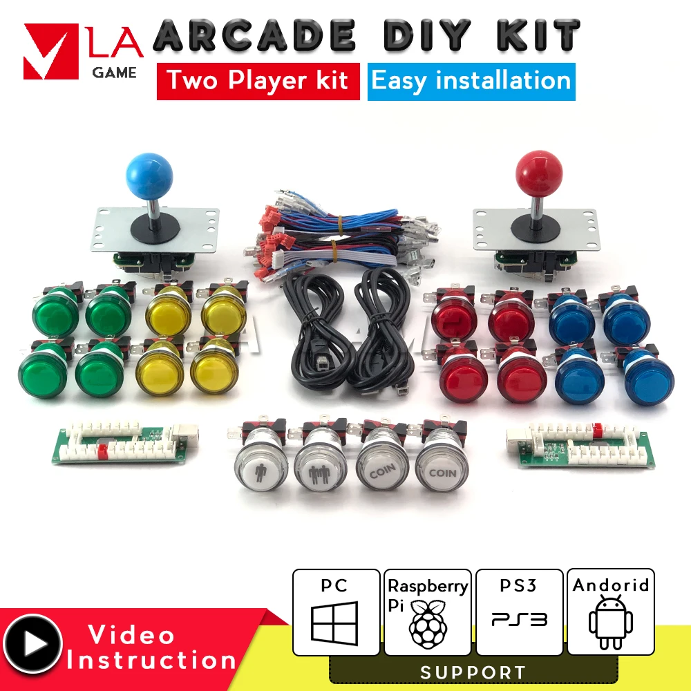 

arcade cabinet diy arcade zero delay encoder kit arcade joystick 8 way pc USB to PC Rasberry PI 4 arcade button led 5v