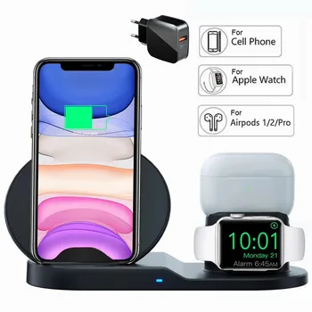 

Qi Fast Wireless Charger Stand For iPhone 11 XR X 8 Apple Watch 3 in 1 Charging Dock Station for Airpods Pro iWatch 5 4 3 2