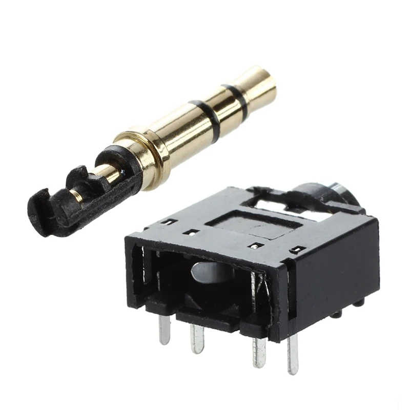 10Pcs 3.5Mm Male Plug 3 Pole Soldering Earphone Headphone Audio Jack Gold Tone &amp Dip Pcb Mount 5 Pins Socket Headpho |
