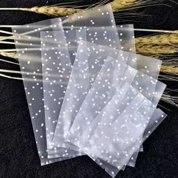 

100pcs Plastic Transparent Cellophane Polka Dot Candy Cookie Gift Bag with DIY Self Adhesive Pouch Wedding Birthday Party