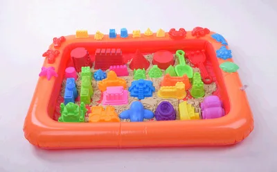 Children's toy air cushion new portable colorful removal inflatable plastic sand table for all seasons - Цвет: Красный